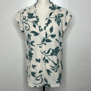 Fun 2 Fun stitchfix Beige and Dark Green Floral Blouse